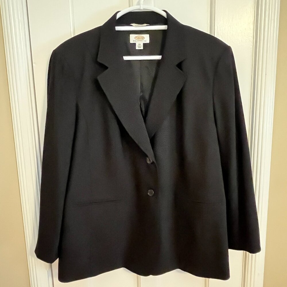 TALBOTS BLACK BLAZER JACKET, 18WP, TWO BUTTON, ITALIAN WOOL, LIKE NEW!